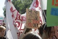 Reading, Berkshire / UK - September 20th 2019: Reading Climate Strike. School aged girl holds protest sign saying `We are skipping