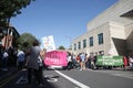 Reading, Berkshire / UK - September 20th 2019: Reading Climate Strike. Mother with toddler on her hip holds a sign