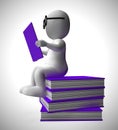 Reading a book character represents education, literacy and gaining knowledge - 3d illustration