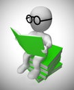 Reading a book character represents education, literacy and gaining knowledge - 3d illustration