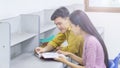 Reading, book, couple, man, woman, sitting, people, young, books Royalty Free Stock Photo