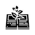 reading book for growing knowledge glyph icon vector illustration