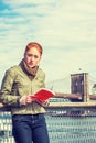 Reading Book outside in New York Royalty Free Stock Photo