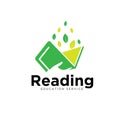 Reading book with spread leaf idea logo designs for education Royalty Free Stock Photo