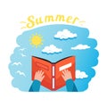 Reading a book summer time flat icon Royalty Free Stock Photo