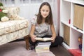 Reading a book, teenager girl Royalty Free Stock Photo