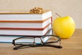 Reading. Books, Glasses and Apple