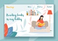 Reading Books is my Hobby Horizontal Vector Banner