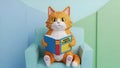 Reading Cat Low Poly Orange Tabby Reading a Book Royalty Free Stock Photo