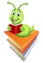 Reading Caterpillar Bookworm Worm on Books Royalty Free Stock Photo