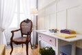 Reading corner decorated with upcycled furniture Royalty Free Stock Photo