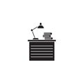 Reading desk black vector concept icon. Reading desk flat illustration, sign Royalty Free Stock Photo