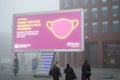 READING, ENGLAND- 15 January 2022: Reading Borough Council billboard thanking people for wearing a face covering