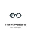 Reading eyeglasses vector icon on white background. Flat vector reading eyeglasses icon symbol sign from modern tools and utensils Royalty Free Stock Photo