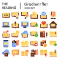 Reading flat icon set, books symbols collection, vector sketches, logo illustrations, education signs color gradient Royalty Free Stock Photo