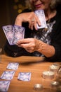 Reading future from tarot cards Royalty Free Stock Photo