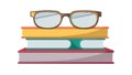 Reading Glasses on Book Stack, Education and Wisdom, Literary Pursuit, vector design Generative AI Royalty Free Stock Photo