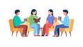 Reading Group Discussion: Friends Sharing Ideas and Books, vector design Generative AI Royalty Free Stock Photo