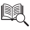 Reading icon, book icon, search, analysis symbol