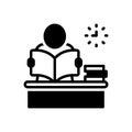 Black solid icon for Reading, study table and classwork