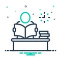 Mix icon for Reading, study table and classwork Royalty Free Stock Photo