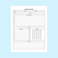 Reading info tracker KDP interior. Book reader information and author name tracker template. KDP interior journal. Reading tracker Royalty Free Stock Photo