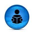 Reading learning with book Help icon on classy splash blue round button illustration Royalty Free Stock Photo
