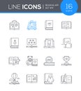 Reading mobile app - line design style icons set