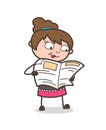 Reading Newspaper - Beautician Girl Artist Cartoon Vector