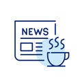 Reading newspaper in the morning with a cup of coffee. Pixel perfect icon