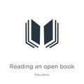 Reading an open book icon vector. Trendy flat reading an open book icon from education collection isolated on white background. Royalty Free Stock Photo