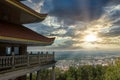 Reading Pagoda Overlooking the City at Sunset Royalty Free Stock Photo