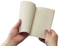 Reading paperback, blank pages opens