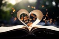 Reading passion, heart on cover, literature love, bookish affection