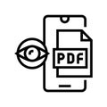 reading pdf file on mobile phone line icon vector illustration Royalty Free Stock Photo