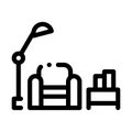 Reading Place with Lamp Icon Vector Outline Illustration