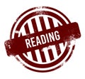 reading - red round grunge button, stamp