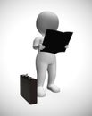 Reading a report business character wants information to educate himself - 3d illustration