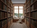 Reading room in old library or house.Big window and soft seat Royalty Free Stock Photo