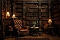 Reading room in old library interior Royalty Free Stock Photo