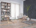 Reading room, wooden floor, books Royalty Free Stock Photo