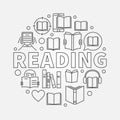 Reading round line illustration Royalty Free Stock Photo