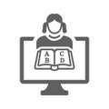 Reading, study, online, learning, read icon. Gray vector sketch