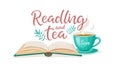 Reading Tea Concept with Book and Teacup, Leisure Time, vector design Generative AI Royalty Free Stock Photo