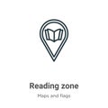Reading zone outline vector icon. Thin line black reading zone icon, flat vector simple element illustration from editable maps Royalty Free Stock Photo