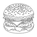 Ready burger with all the ingredients.Burgers and ingredients single icon in outline style vector symbol stock