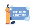 Ready for business trip vector quote box with flat character Royalty Free Stock Photo