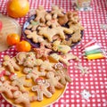 Ready Christmas gingerbread cookies on a plate Royalty Free Stock Photo