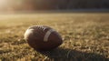 Ready for the kickoff, Close-up of an American football on the field Royalty Free Stock Photo
