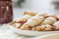 Ready-made fragrant baked cookies bagels with jam for use in recipe illustrations.